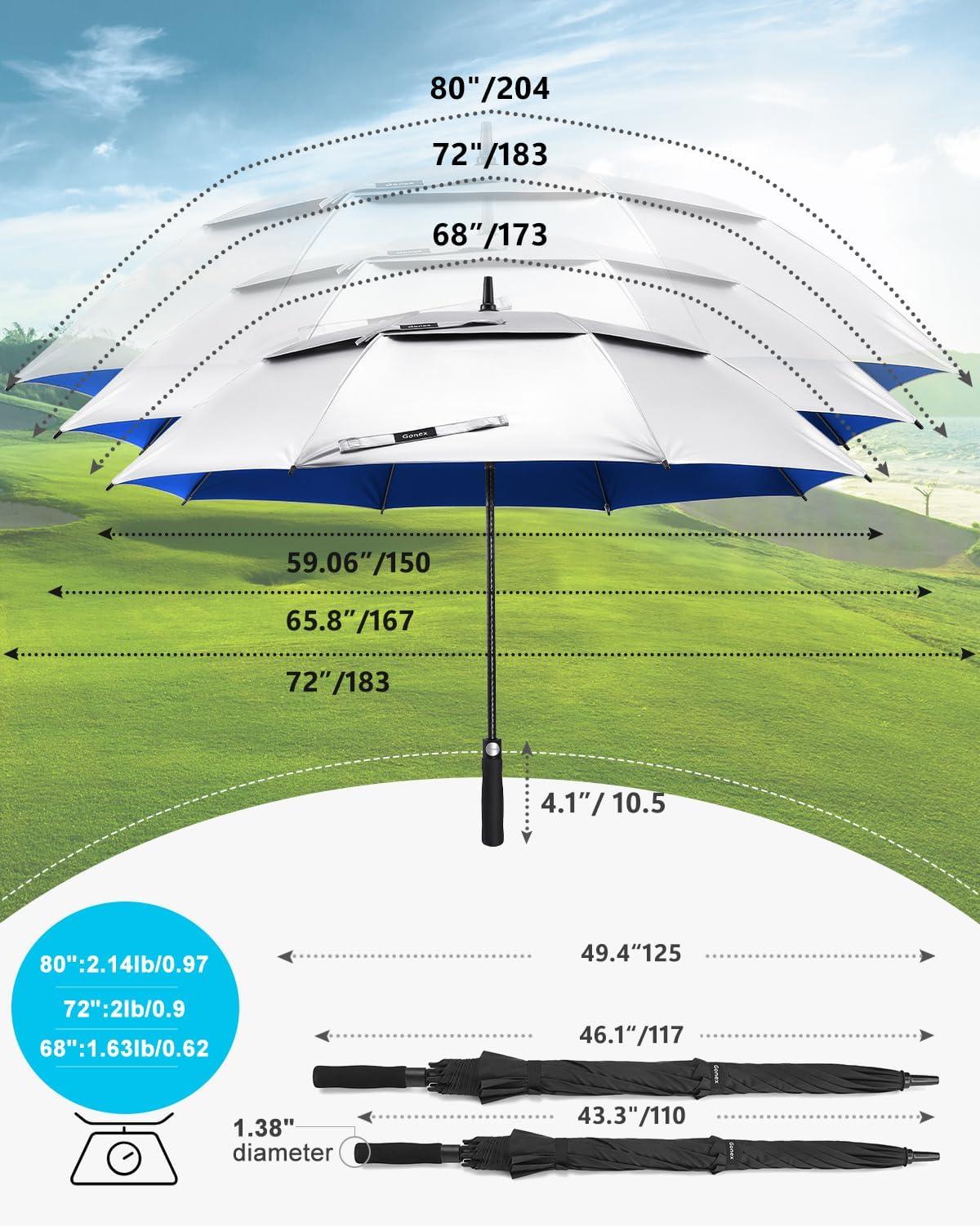 image:imageGonex 5462687280 Inch Extra Large Golf Umbrella Automatic Open Travel Rain Umbrella with Windproof Water Resistant Double Canopy Oversize Vented Umbrellas for 23 Men and UV Protection Multiple ColorsSilverBlue