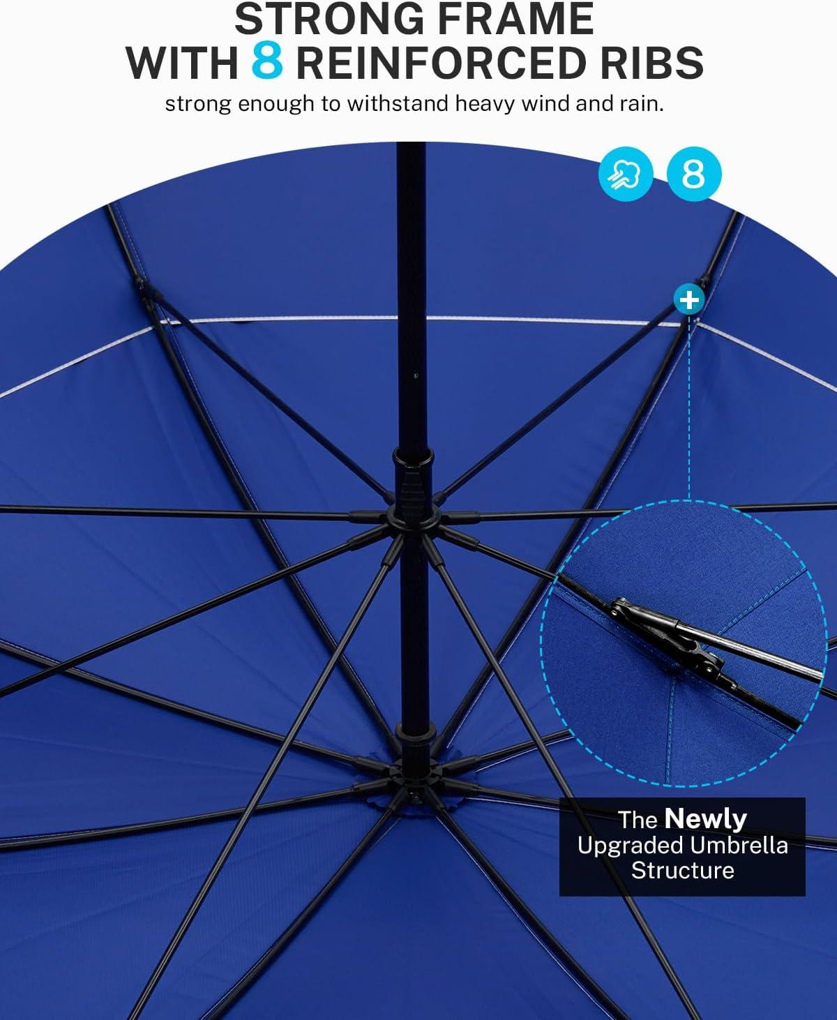 image:imageGonex 5462687280 Inch Extra Large Golf Umbrella Automatic Open Travel Rain Umbrella with Windproof Water Resistant Double Canopy Oversize Vented Umbrellas for 23 Men and UV Protection Multiple ColorsSilverBlue