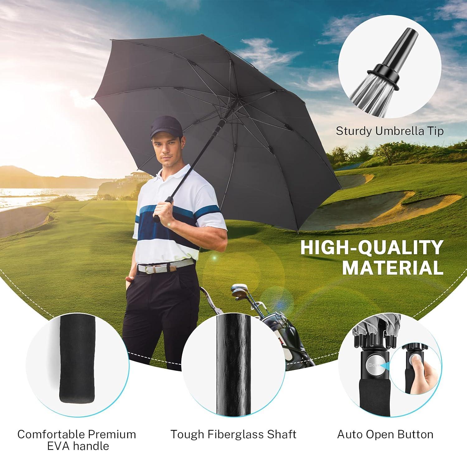 image:imageGonex 5462687280 Inch Extra Large Golf Umbrella Automatic Open Travel Rain Umbrella with Windproof Water Resistant Double Canopy Oversize Vented Umbrellas for 23 Men and UV Protection Multiple ColorsSilverBlack