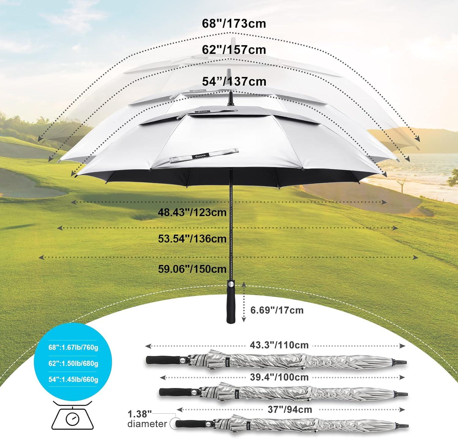 image:imageGonex 5462687280 Inch Extra Large Golf Umbrella Automatic Open Travel Rain Umbrella with Windproof Water Resistant Double Canopy Oversize Vented Umbrellas for 23 Men and UV Protection Multiple ColorsSilverBlack