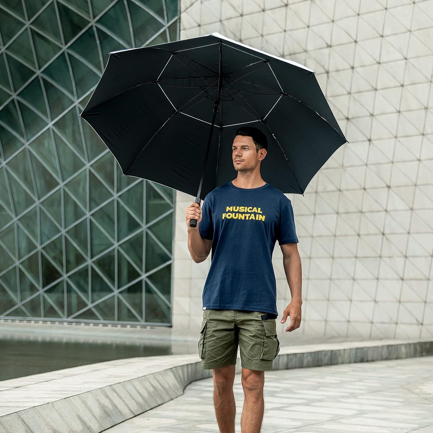 image:imageGonex 5462687280 Inch Extra Large Golf Umbrella Automatic Open Travel Rain Umbrella with Windproof Water Resistant Double Canopy Oversize Vented Umbrellas for 23 Men and UV Protection Multiple ColorsSilverBlack