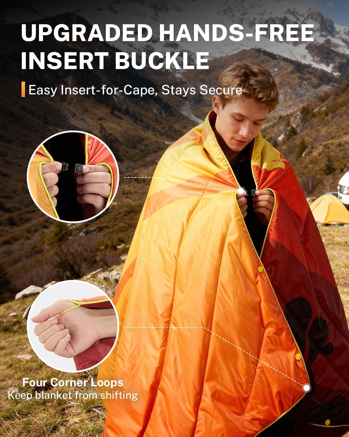image:imageGonex Camping Blanket with AeroWarmth Tech Layer Puffy Printed Packable Blanket Ultralight amp Warm Wearable WaterResistant Quilt for Outdoor Camping Hiking Travel Picnics 79 X 55 IcebergDesert