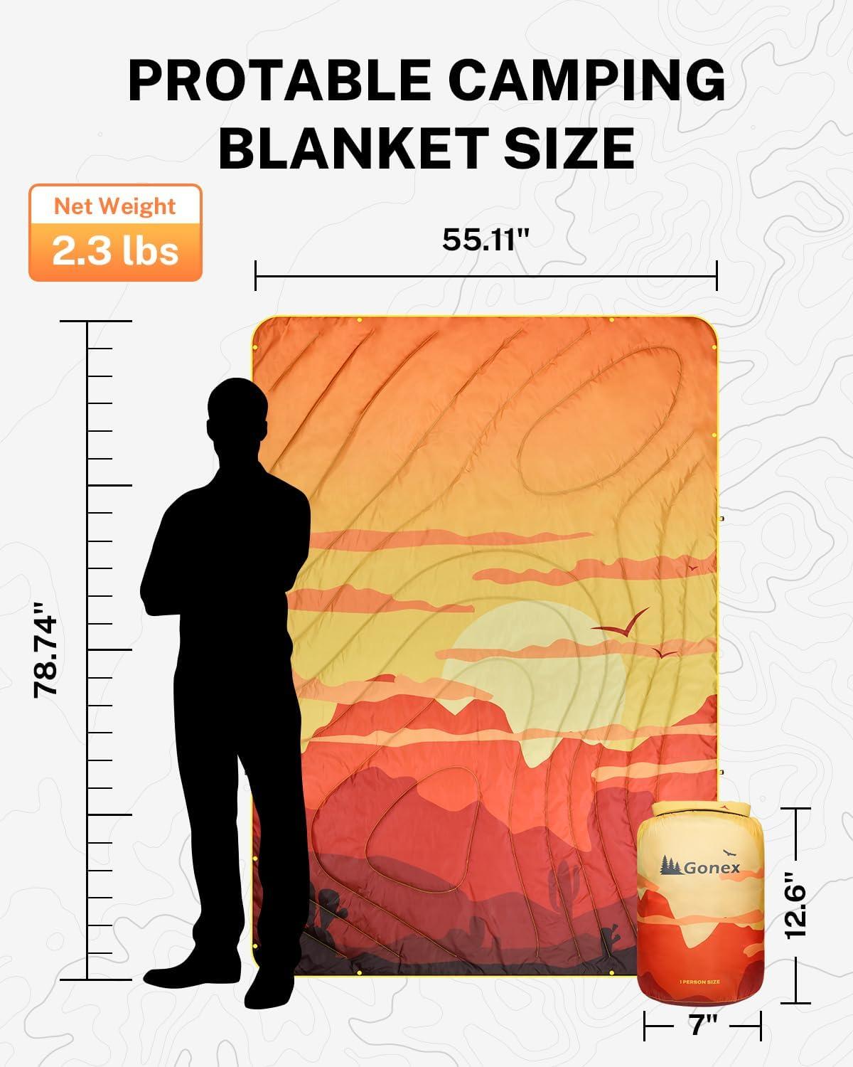image:imageGonex Camping Blanket with AeroWarmth Tech Layer Puffy Printed Packable Blanket Ultralight amp Warm Wearable WaterResistant Quilt for Outdoor Camping Hiking Travel Picnics 79 X 55 IcebergDesert