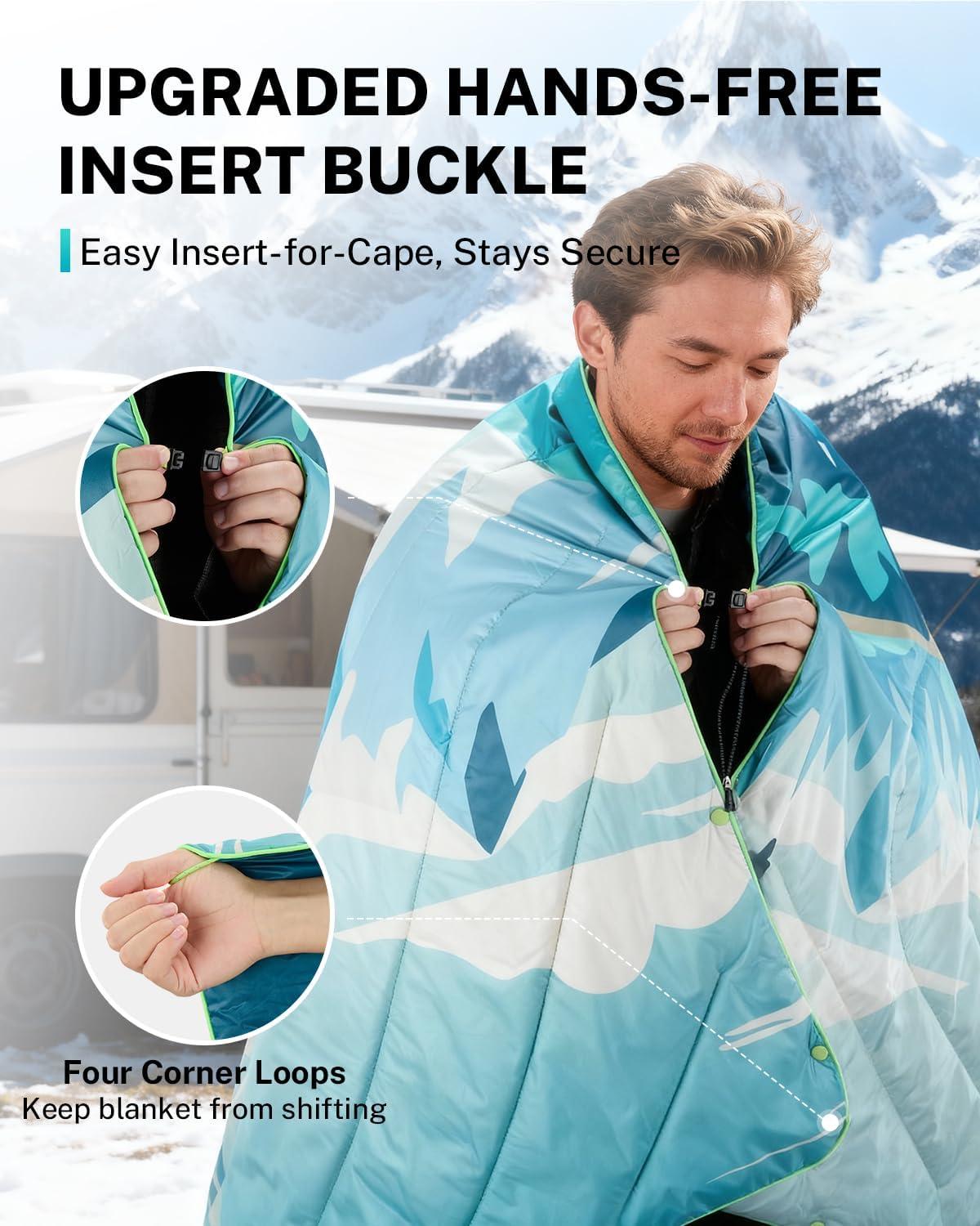 image:imageGonex Camping Blanket with AeroWarmth Tech Layer Puffy Printed Packable Blanket Ultralight amp Warm Wearable WaterResistant Quilt for Outdoor Camping Hiking Travel Picnics 79 X 55 IcebergIceberg