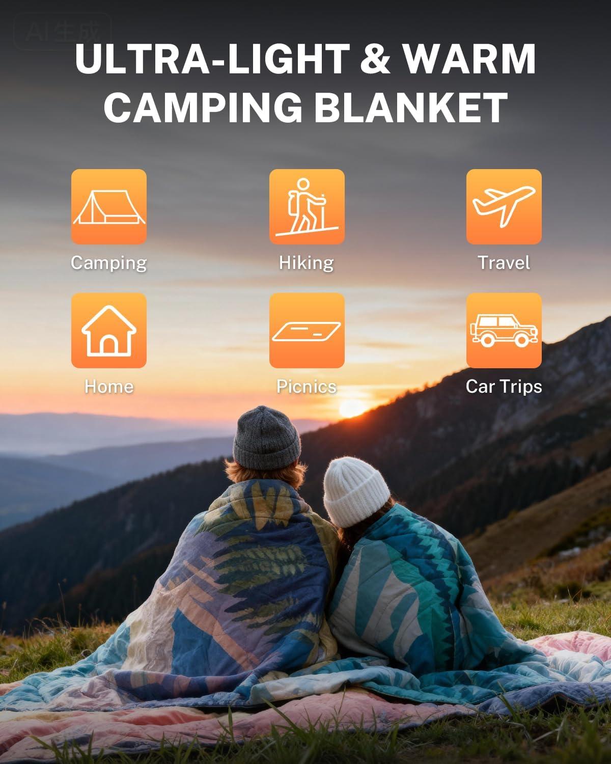 image:imageGonex Camping Blanket with AeroWarmth Tech Layer Puffy Printed Packable Blanket Ultralight amp Warm Wearable WaterResistant Quilt for Outdoor Camping Hiking Travel Picnics 79 X 55 IcebergDesert