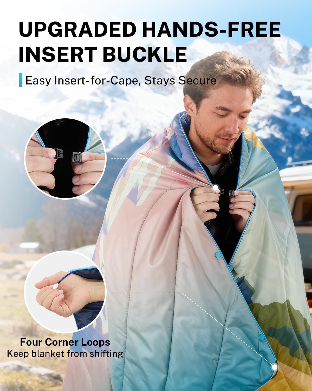 image:imageGonex Camping Blanket with AeroWarmth Tech Layer Puffy Printed Packable Blanket Ultralight amp Warm Wearable WaterResistant Quilt for Outdoor Camping Hiking Travel Picnics 79 X 55 IcebergLandscape