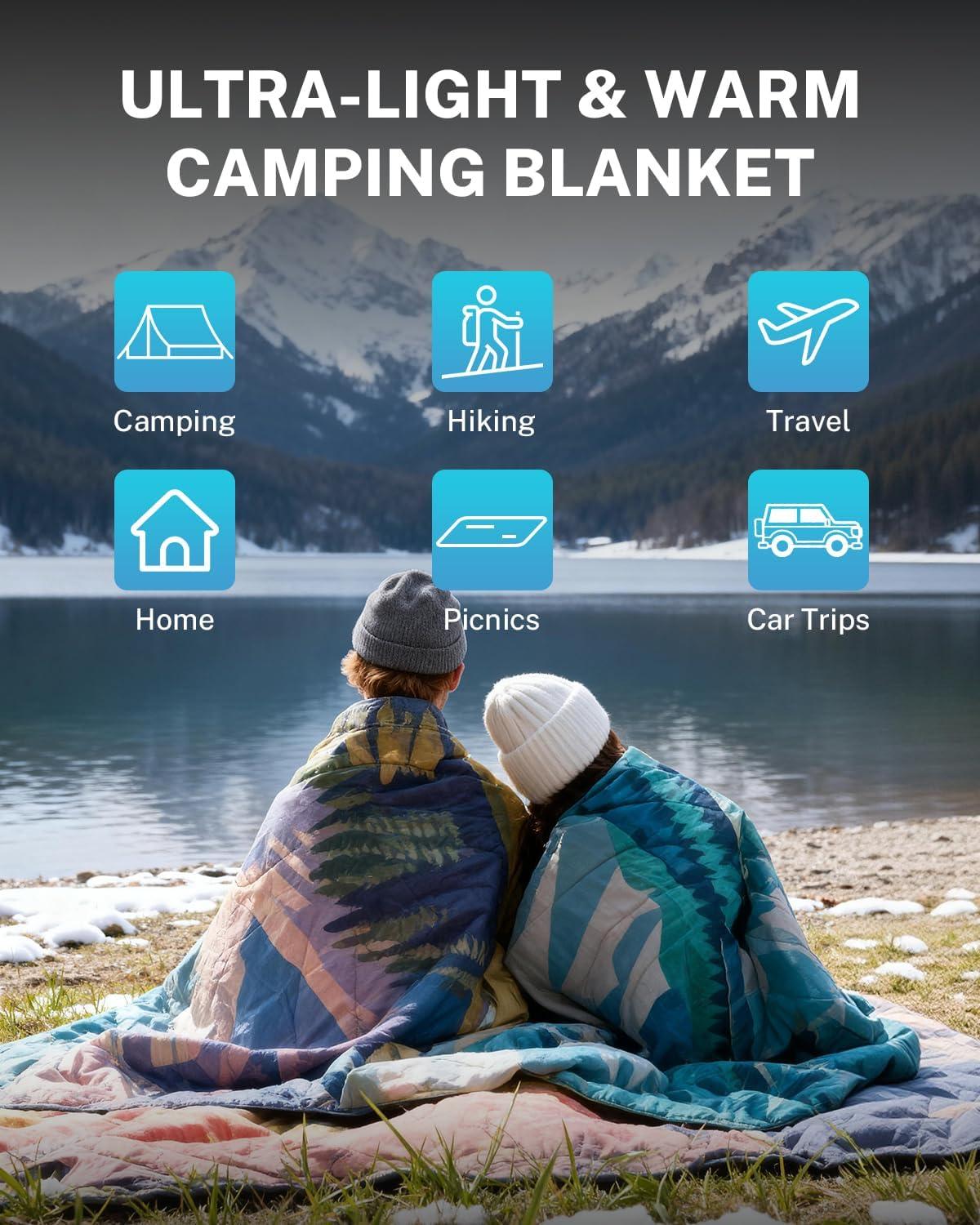 image:imageGonex Camping Blanket with AeroWarmth Tech Layer Puffy Printed Packable Blanket Ultralight amp Warm Wearable WaterResistant Quilt for Outdoor Camping Hiking Travel Picnics 79 X 55 IcebergLandscape