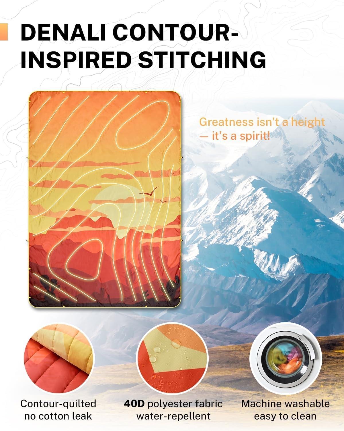 image:imageGonex Camping Blanket with AeroWarmth Tech Layer Puffy Printed Packable Blanket Ultralight amp Warm Wearable WaterResistant Quilt for Outdoor Camping Hiking Travel Picnics 79 X 55 IcebergDesert