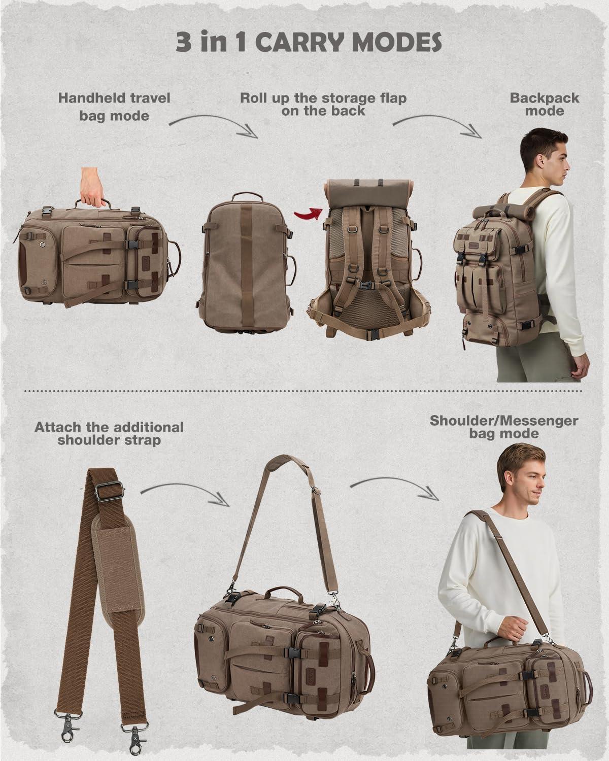 image:imageGonex Canvas Backpack Vintage 3in1 Convertible Laptop Bag for Travel Work amp College Large CarryOn Rucksack for Men amp Women Coffee BrownCoffee Brown