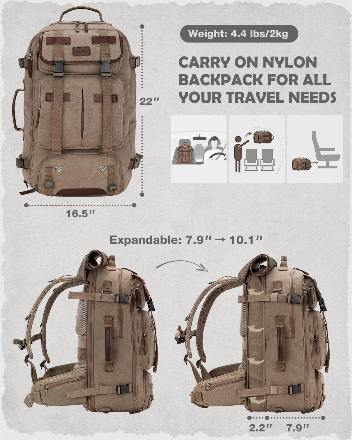 image:imageGonex Canvas Backpack Vintage 3in1 Convertible Laptop Bag for Travel Work amp College Large CarryOn Rucksack for Men amp Women Coffee BrownCoffee Brown