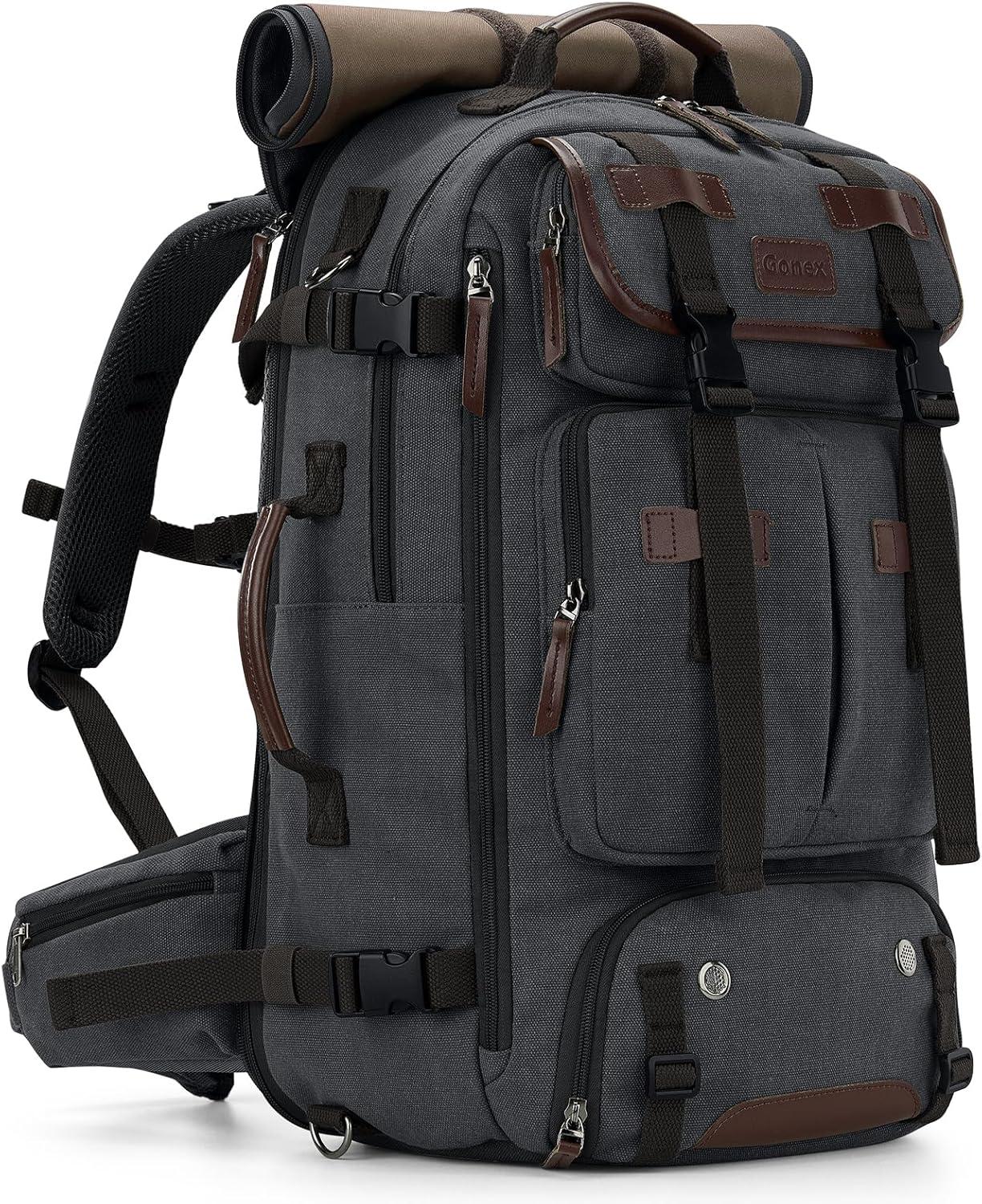 image:imageGonex Canvas Backpack Vintage 3in1 Convertible Laptop Bag for Travel Work amp College Large CarryOn Rucksack for Men amp Women Coffee BrownDark Gray