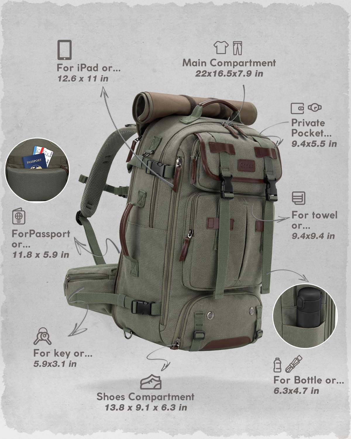 image:imageGonex Canvas Backpack Vintage 3in1 Convertible Laptop Bag for Travel Work amp College Large CarryOn Rucksack for Men amp Women Coffee BrownGreen
