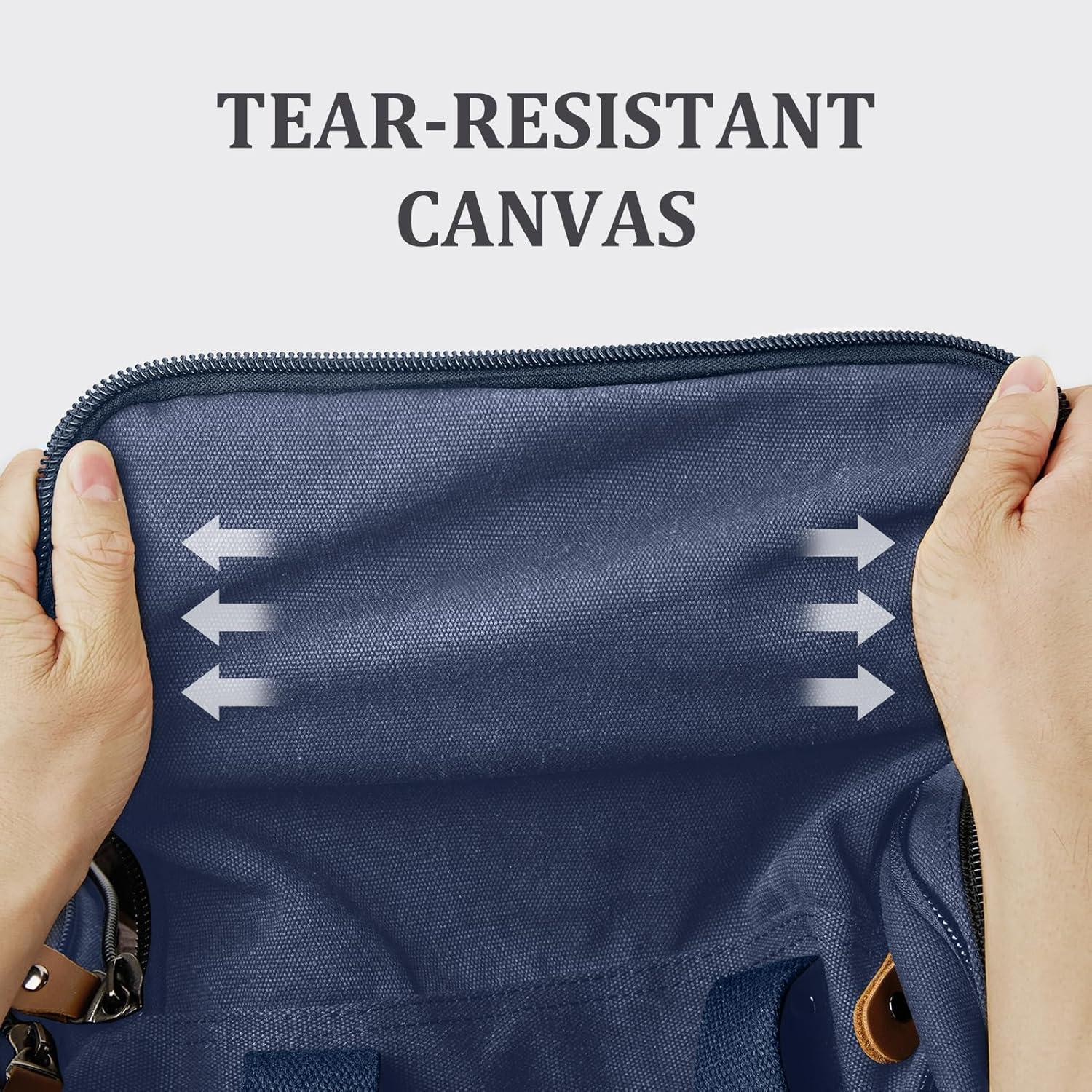 image:imageGonex Canvas Duffle Bag for Travel 60L Expandable Duffel Weekend Overnight Bag men Dark GrayBlue