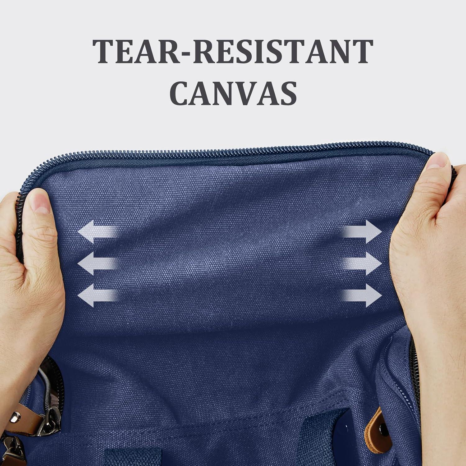 image:imageGonex Canvas Duffle Bag for Travel 60L Expandable Duffel Weekend Overnight Bag men Dark GrayBlue