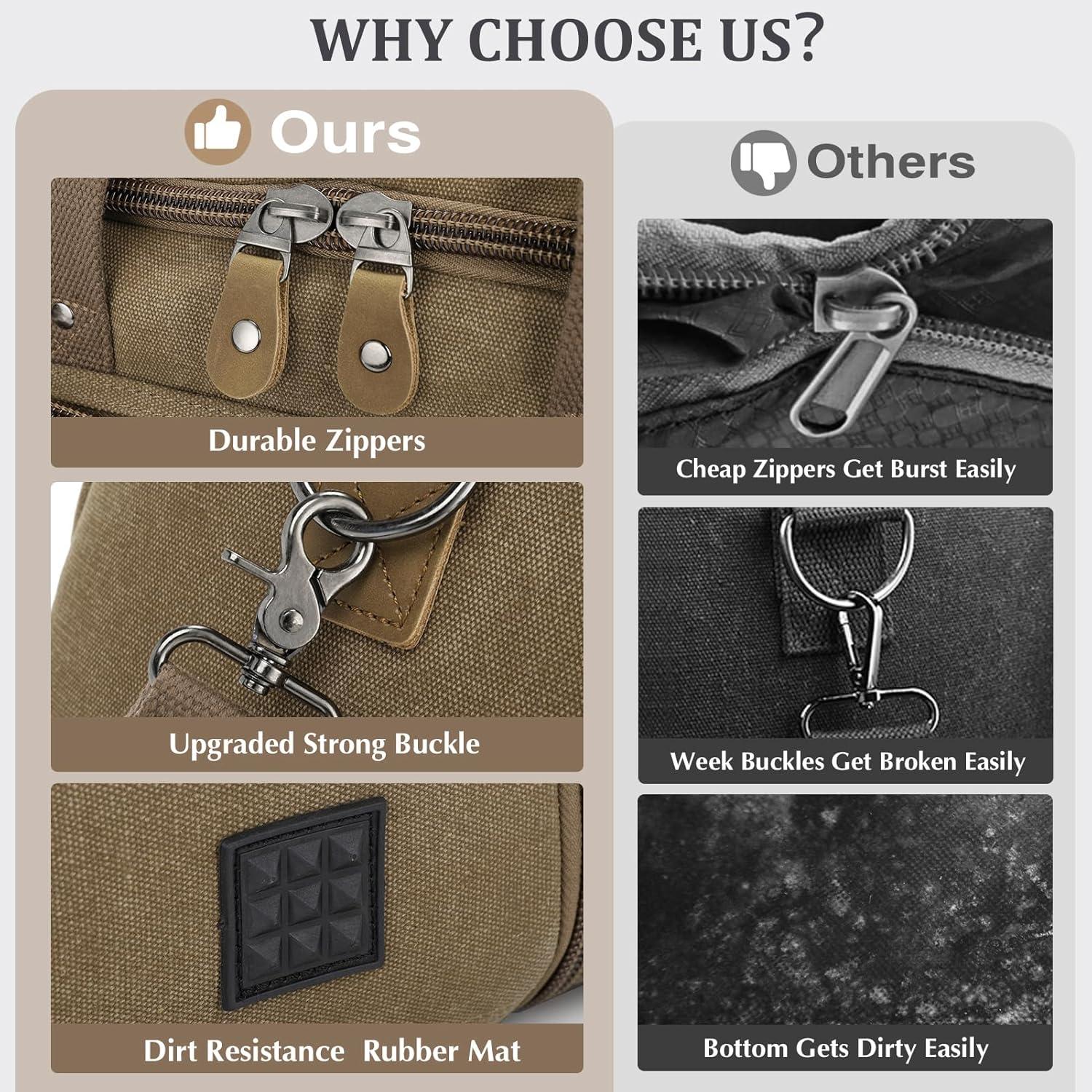 image:imageGonex Canvas Duffle Bag for Travel 60L Expandable Duffel Weekend Overnight Bag men Dark GrayCoffee