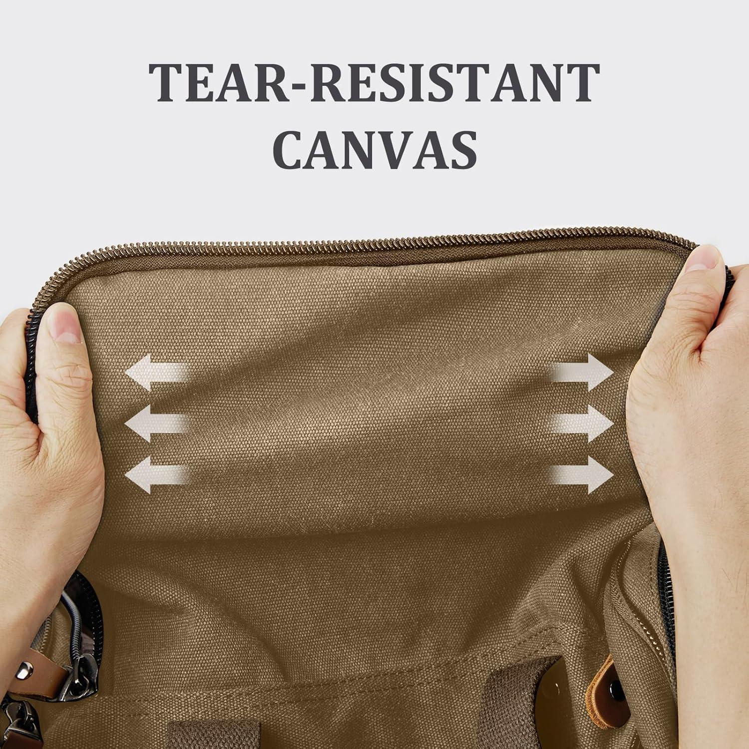 image:imageGonex Canvas Duffle Bag for Travel 60L Expandable Duffel Weekend Overnight Bag men Dark GrayCoffee