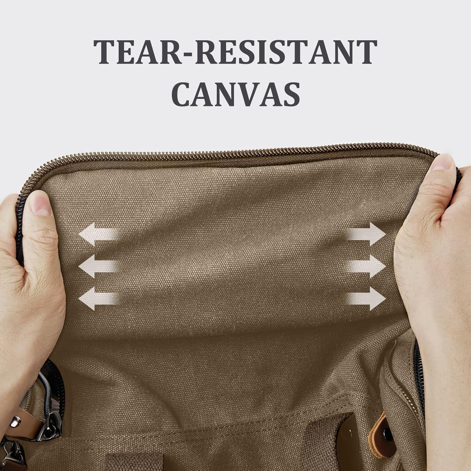image:imageGonex Canvas Duffle Bag for Travel 60L Expandable Duffel Weekend Overnight Bag men Dark GrayCoffee