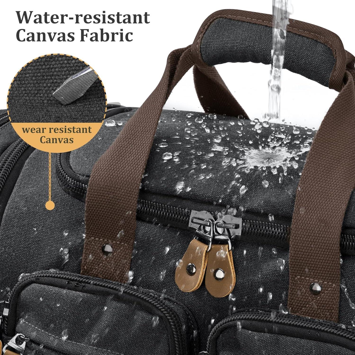 image:imageGonex Canvas Duffle Bag for Travel Expandable Water Resistant 50L Carry on Duffel Overnight Weekender Gym Bag with Wet Dry Separation Pocket amp Suitcase Handle Sleeve Dark GreyDark Grey