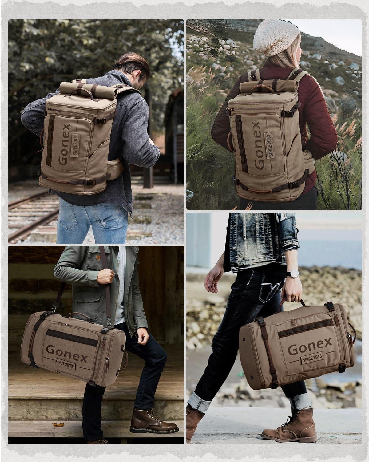 image:imageGonex Canvas Travel Backpack Large 3in1 Convertible Vintage Laptop Duffel Bag for Men amp Women Durable CarryOn for Work College amp Outdoor Adventure Coffee BrownCoffee Brown