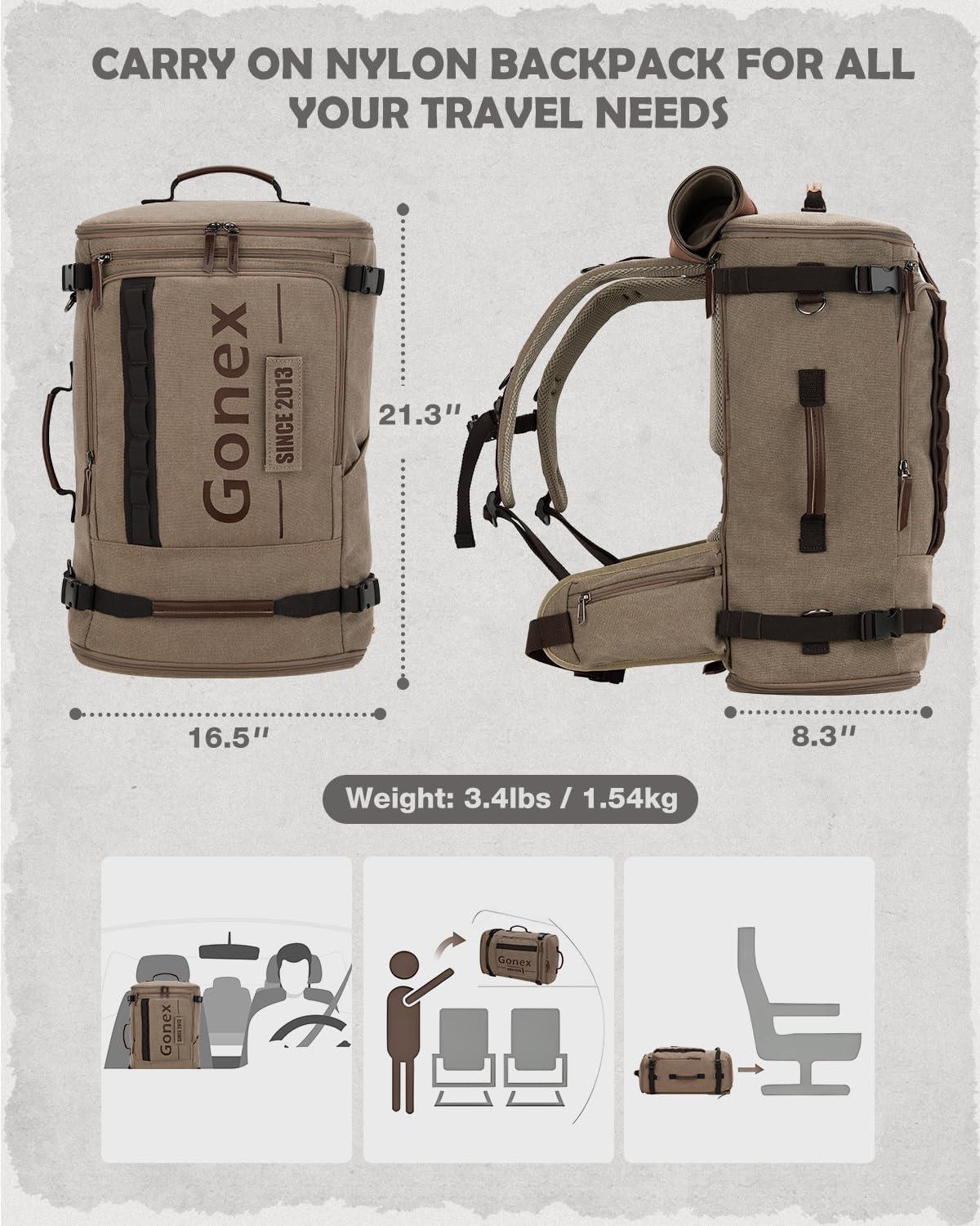 image:imageGonex Canvas Travel Backpack Large 3in1 Convertible Vintage Laptop Duffel Bag for Men amp Women Durable CarryOn for Work College amp Outdoor Adventure Coffee BrownCoffee Brown