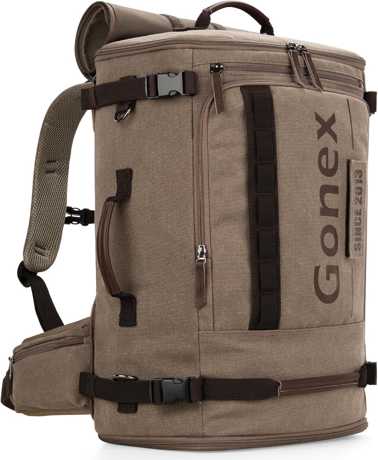 image:imageGonex Canvas Travel Backpack Large 3in1 Convertible Vintage Laptop Duffel Bag for Men amp Women Durable CarryOn for Work College amp Outdoor Adventure Coffee BrownCoffee Brown
