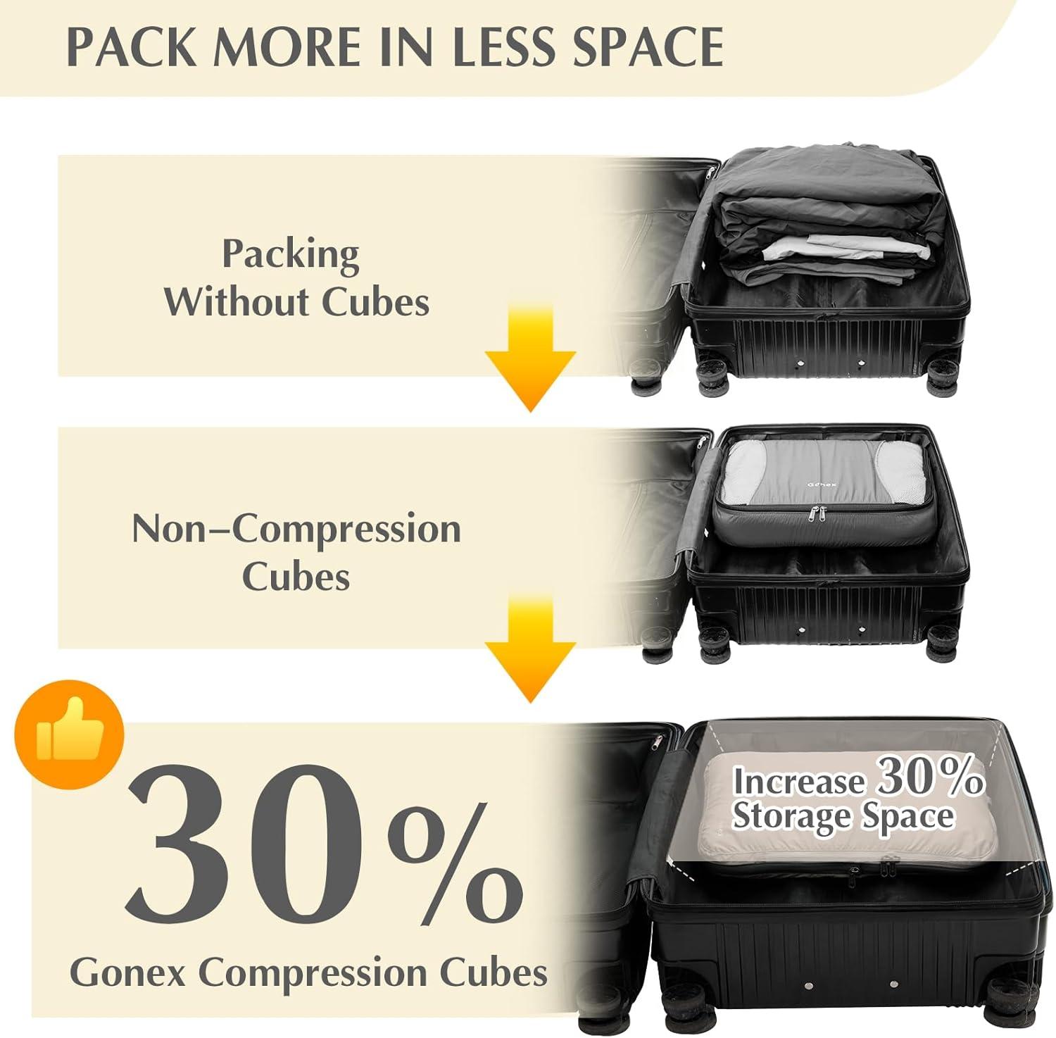 image:imageGonex Compression Packing Cubes 3pcs4pcs Expandable Storage Travel Luggage Bags Organizers6PCS Cream