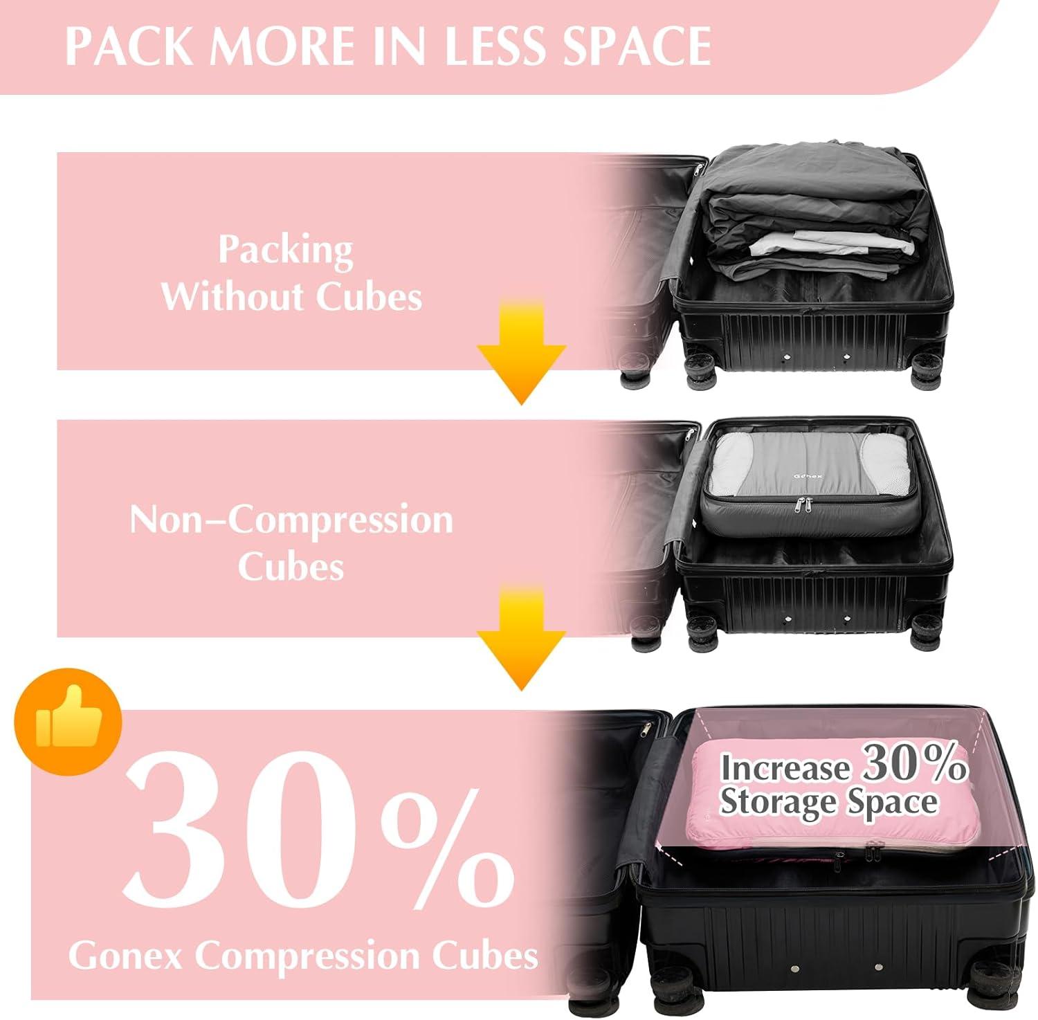 image:imageGonex Compression Packing Cubes 3pcs4pcs Expandable Storage Travel Luggage Bags Organizers6PCS Pink