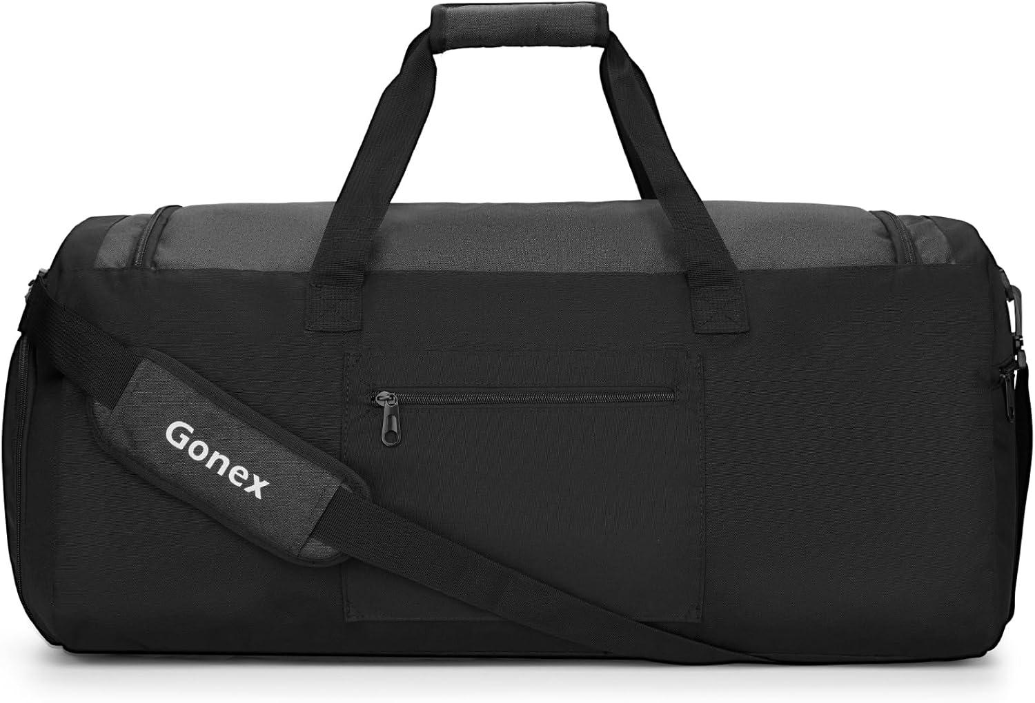 image:imageGonex Gym Duffel Bag with Shoe Compartment Wet Pocket Large Capacity Sports Duffle Bag for Men Women Workout amp Travel Bag with Multiple Pockets BlackGray Medium 60LBlack