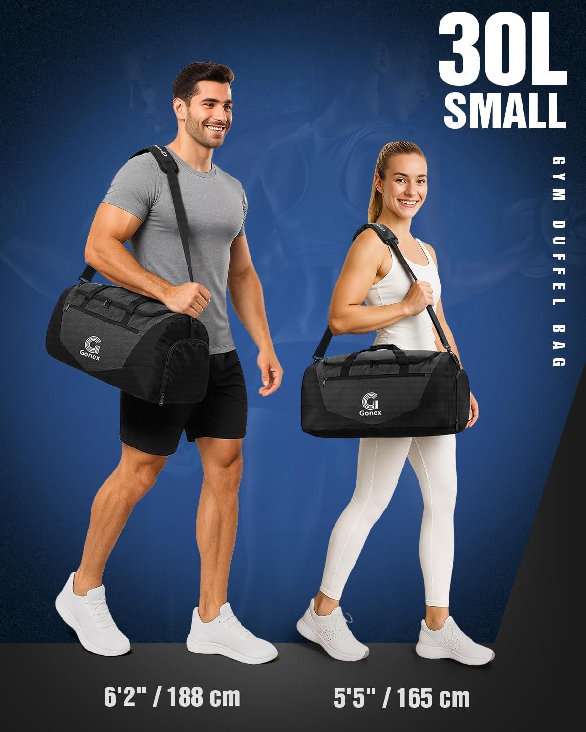 image:imageGonex Gym Duffel Bag with Shoe Compartment Wet Pocket Large Capacity Sports Duffle Bag for Men Women Workout amp Travel Bag with Multiple Pockets BlackGray Medium 60LBlack
