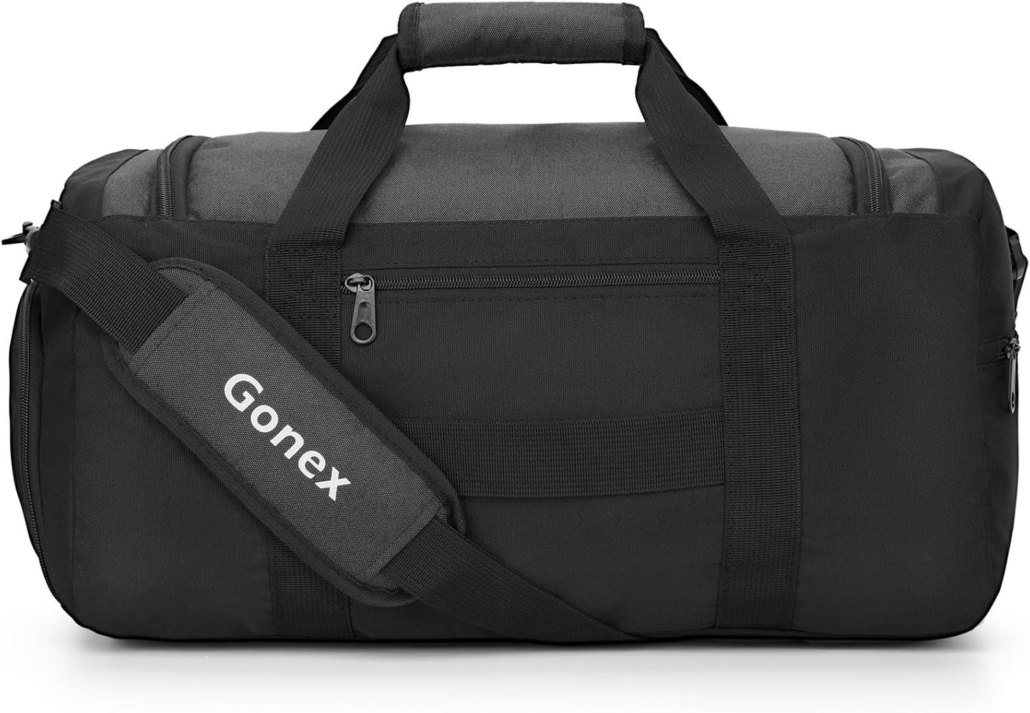 image:imageGonex Gym Duffel Bag with Shoe Compartment Wet Pocket Large Capacity Sports Duffle Bag for Men Women Workout amp Travel Bag with Multiple Pockets BlackGray Medium 60LBlack