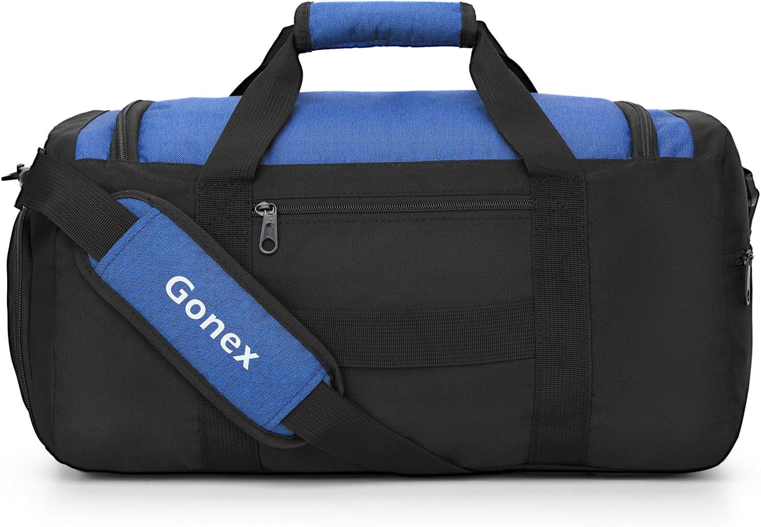 image:imageGonex Gym Duffel Bag with Shoe Compartment Wet Pocket Large Capacity Sports Duffle Bag for Men Women Workout amp Travel Bag with Multiple Pockets BlackGray Medium 60LBlackBlue