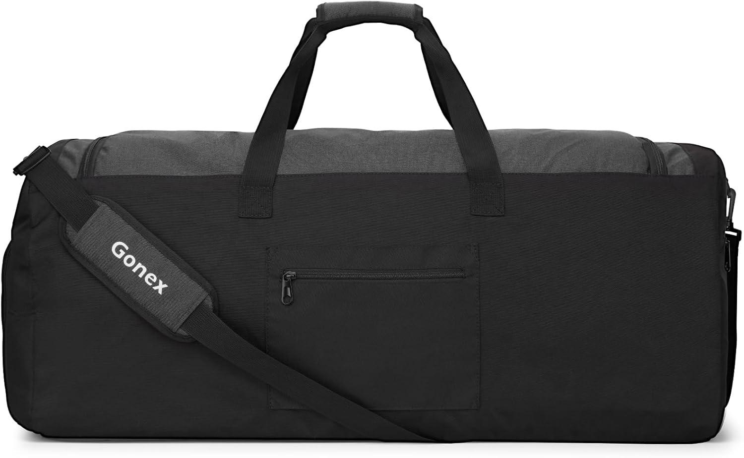image:imageGonex Gym Duffel Bag with Shoe Compartment Wet Pocket Large Capacity Sports Duffle Bag for Men Women Workout amp Travel Bag with Multiple Pockets BlackGray Medium 60LBlack