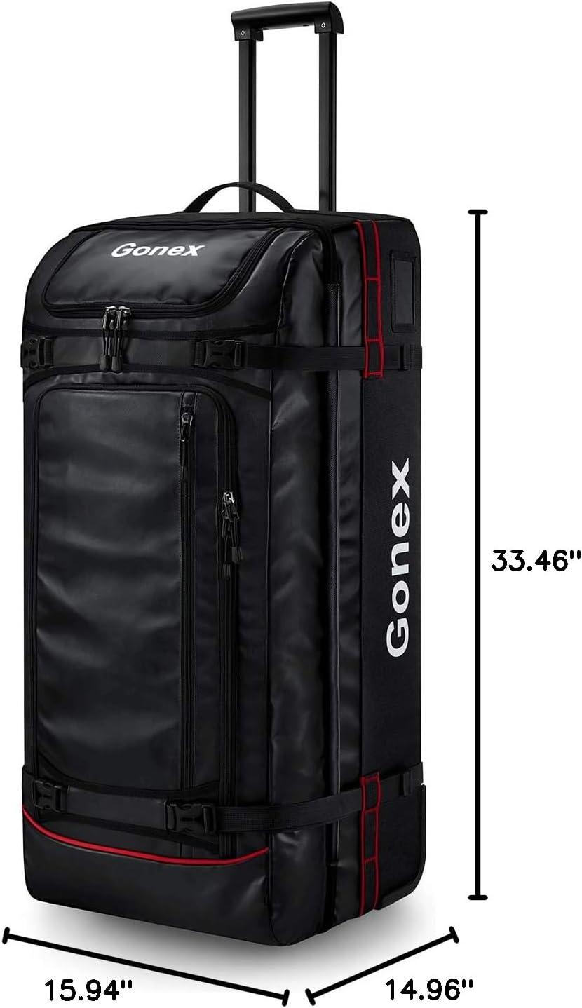 image:imageGonex Rolling Duffle Bag with Wheels 100L Water Repellent Large Wheeled Travel Duffel Luggage with Rollers 33 inch Olive GreenBlack 33 inch