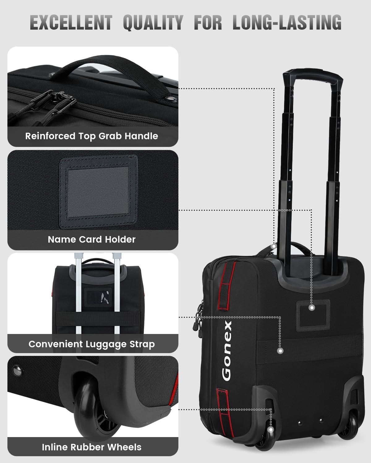 image:imageGonex Rolling Duffle Bag with Wheels 100L Water Repellent Large Wheeled Travel Duffel Luggage with Rollers 33 inch Olive GreenBlack16 inch