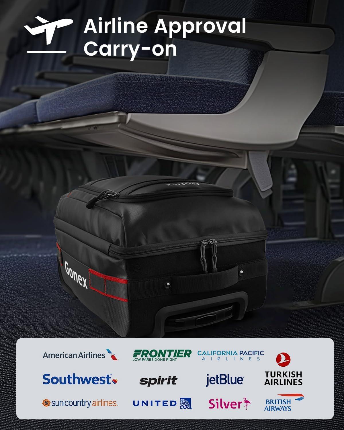 image:imageGonex Rolling Duffle Bag with Wheels 100L Water Repellent Large Wheeled Travel Duffel Luggage with Rollers 33 inch Olive GreenBlack16 inch