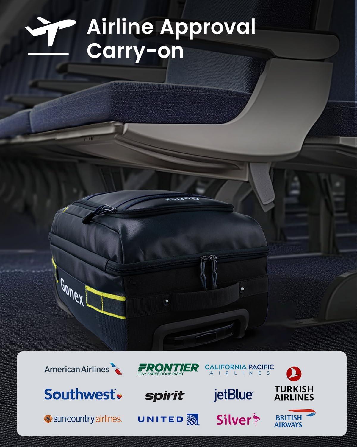 image:imageGonex Rolling Duffle Bag with Wheels 100L Water Repellent Large Wheeled Travel Duffel Luggage with Rollers 33 inch Olive GreenNavy Blue16 inch