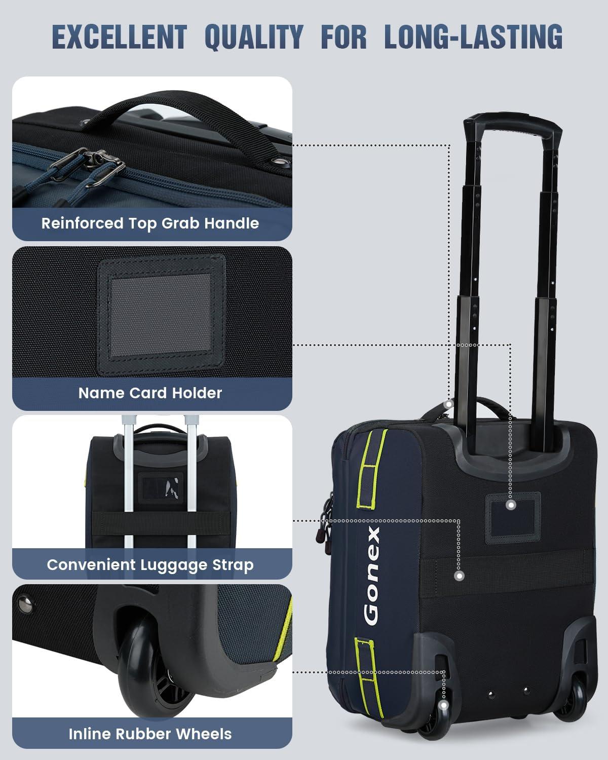 image:imageGonex Rolling Duffle Bag with Wheels 100L Water Repellent Large Wheeled Travel Duffel Luggage with Rollers 33 inch Olive GreenNavy Blue16 inch