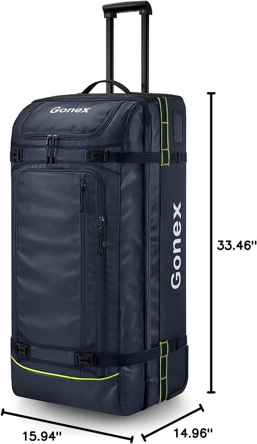 image:imageGonex Rolling Duffle Bag with Wheels 100L Water Repellent Large Wheeled Travel Duffel Luggage with Rollers 33 inch Olive GreenNavy33 inch