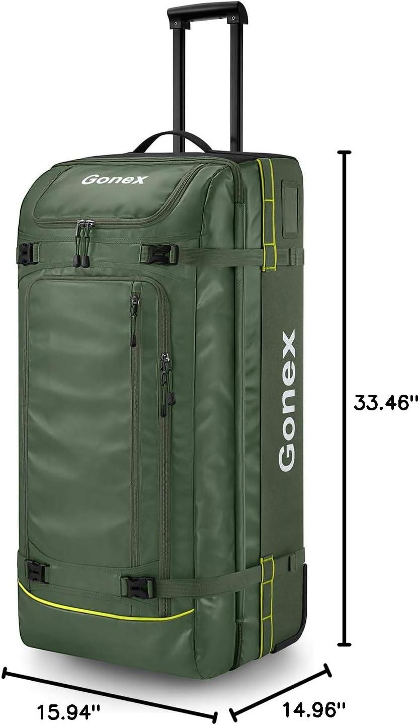 image:imageGonex Rolling Duffle Bag with Wheels 100L Water Repellent Large Wheeled Travel Duffel Luggage with Rollers 33 inch Olive GreenOlive Green 33 inch