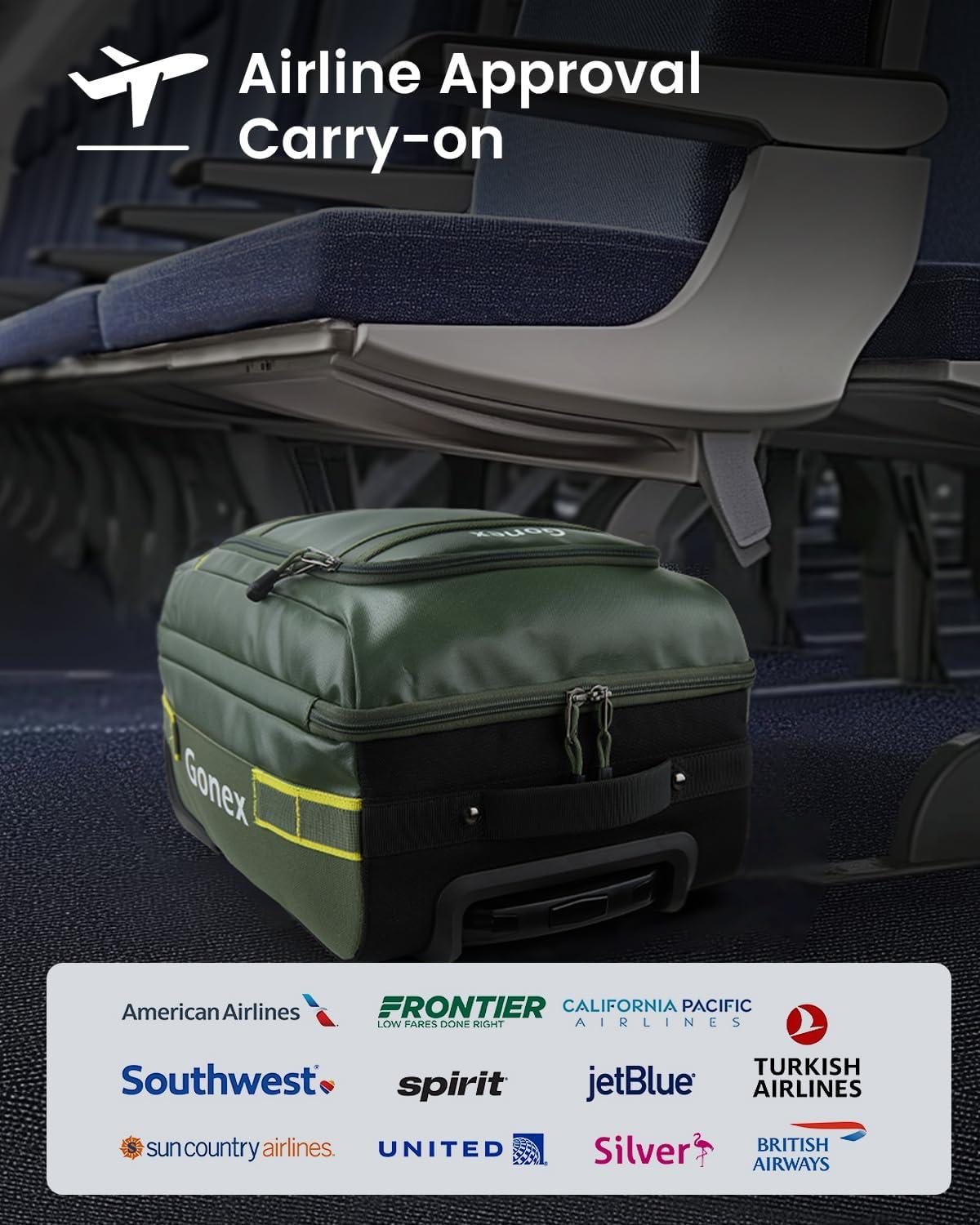 image:imageGonex Rolling Duffle Bag with Wheels 100L Water Repellent Large Wheeled Travel Duffel Luggage with Rollers 33 inch Olive GreenOlive Green16 inch