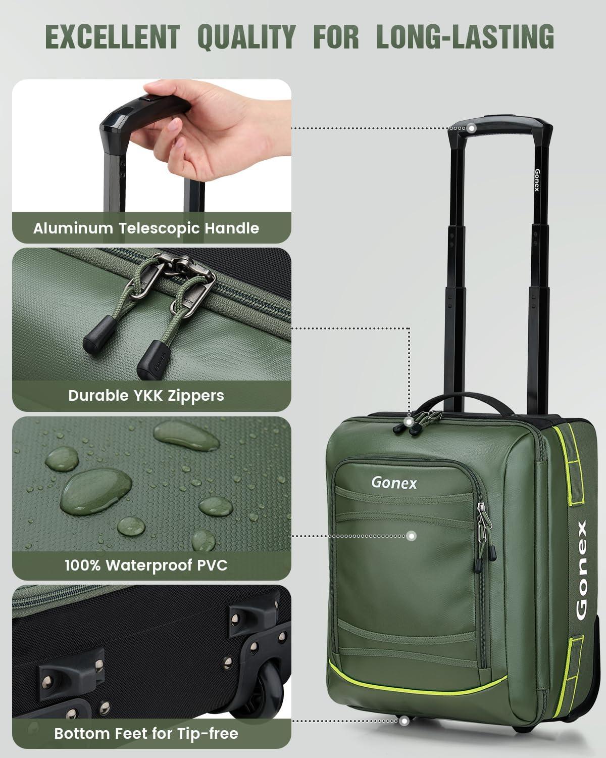 image:imageGonex Rolling Duffle Bag with Wheels 100L Water Repellent Large Wheeled Travel Duffel Luggage with Rollers 33 inch Olive GreenOlive Green16 inch
