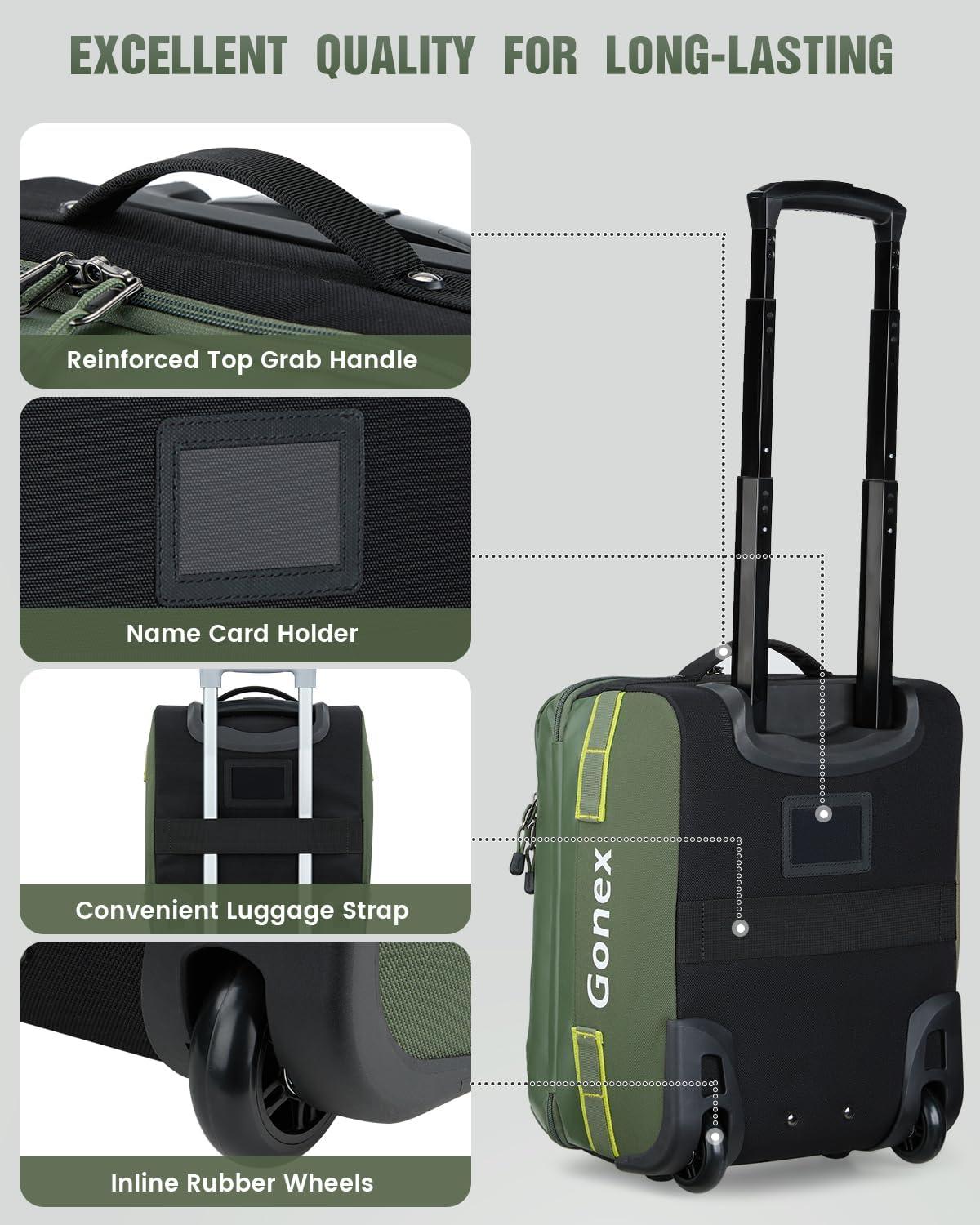 image:imageGonex Rolling Duffle Bag with Wheels 100L Water Repellent Large Wheeled Travel Duffel Luggage with Rollers 33 inch Olive GreenOlive Green16 inch