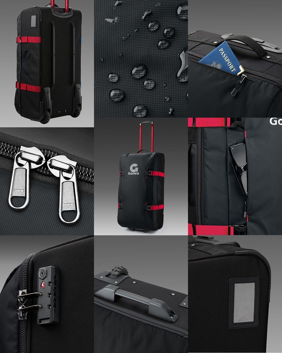 image:imageGonex Rolling Duffle Bag with Wheels Waterrepellent 30 inch Nylon Large Wheeled Travel Duffel Luggage with TSA Lock amp Telescopic Handle 100L BlackBlack