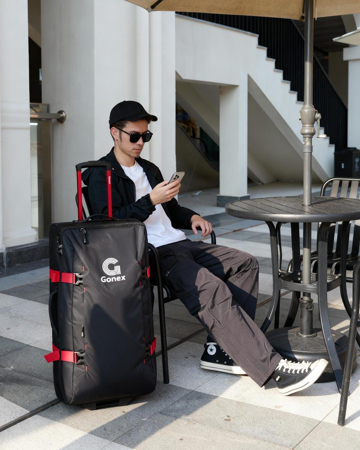 image:imageGonex Rolling Duffle Bag with Wheels Waterrepellent 30 inch Nylon Large Wheeled Travel Duffel Luggage with TSA Lock amp Telescopic Handle 100L BlackBlack