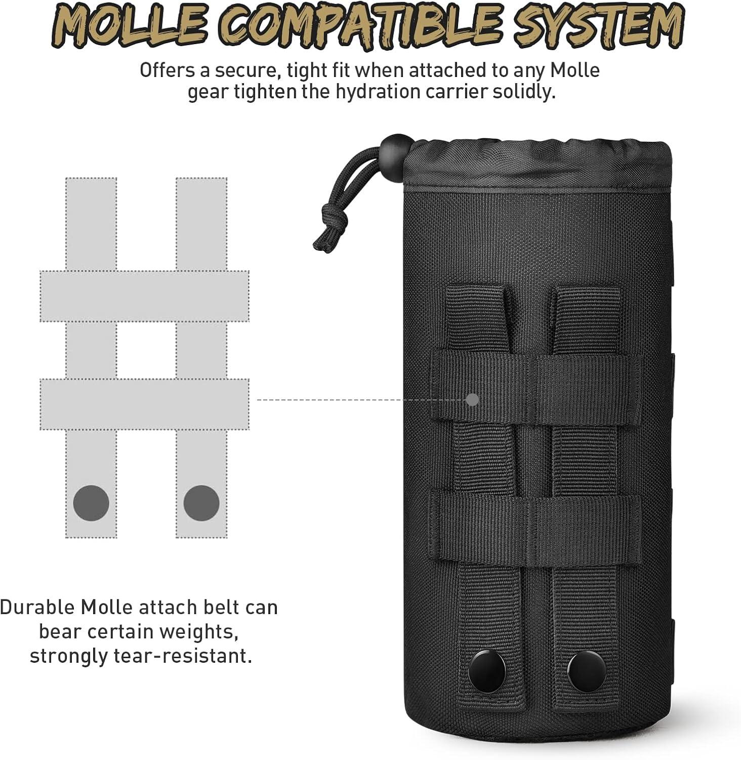 image:imageGonex Tactical MOLLE Water Bottle Pouch Drawstring Open Top amp Mesh Bottom Travel Water Bottle Bag Hydration CarrierBlack