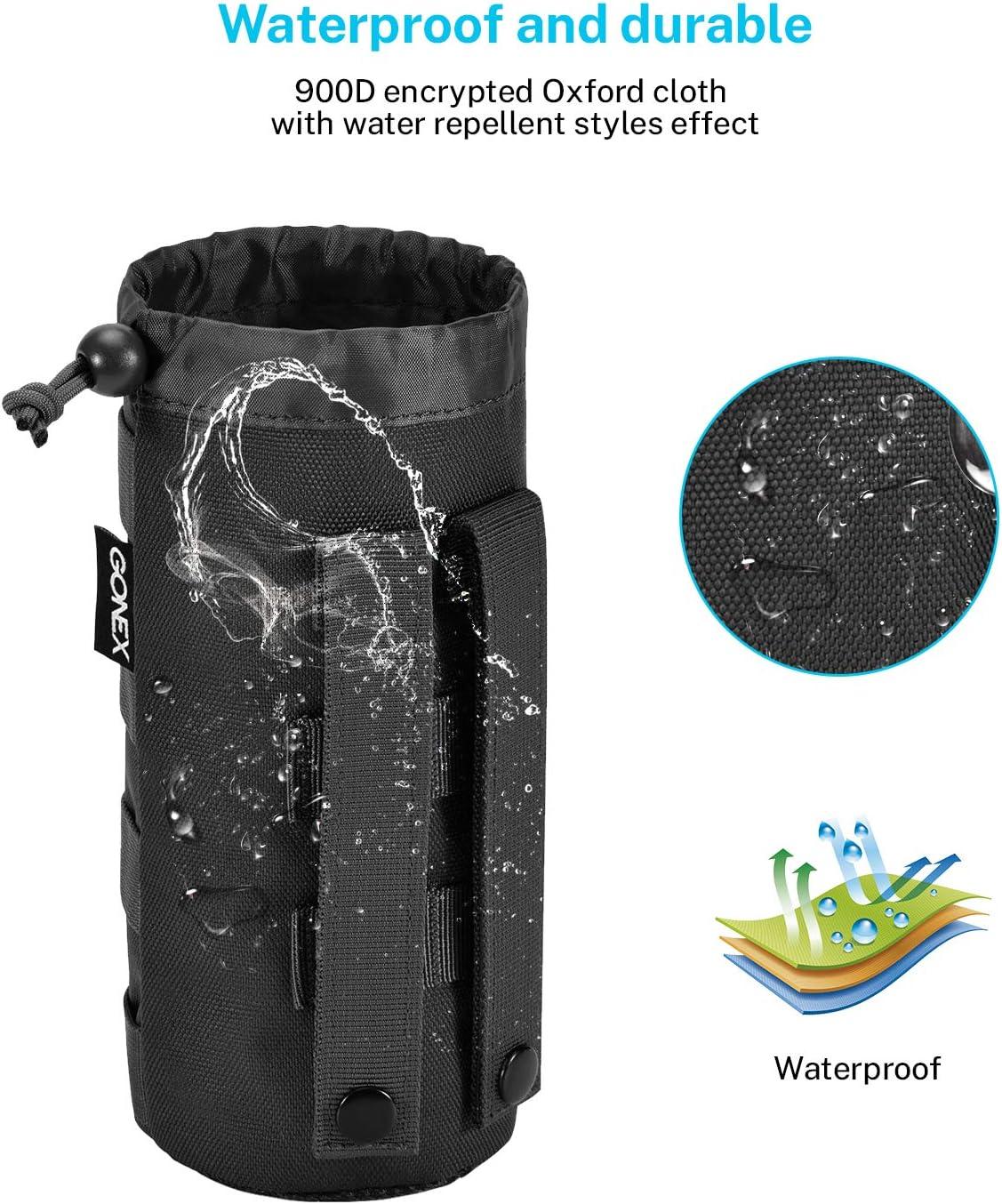 image:imageGonex Tactical MOLLE Water Bottle Pouch Drawstring Open Top amp Mesh Bottom Travel Water Bottle Bag Hydration CarrierBlack