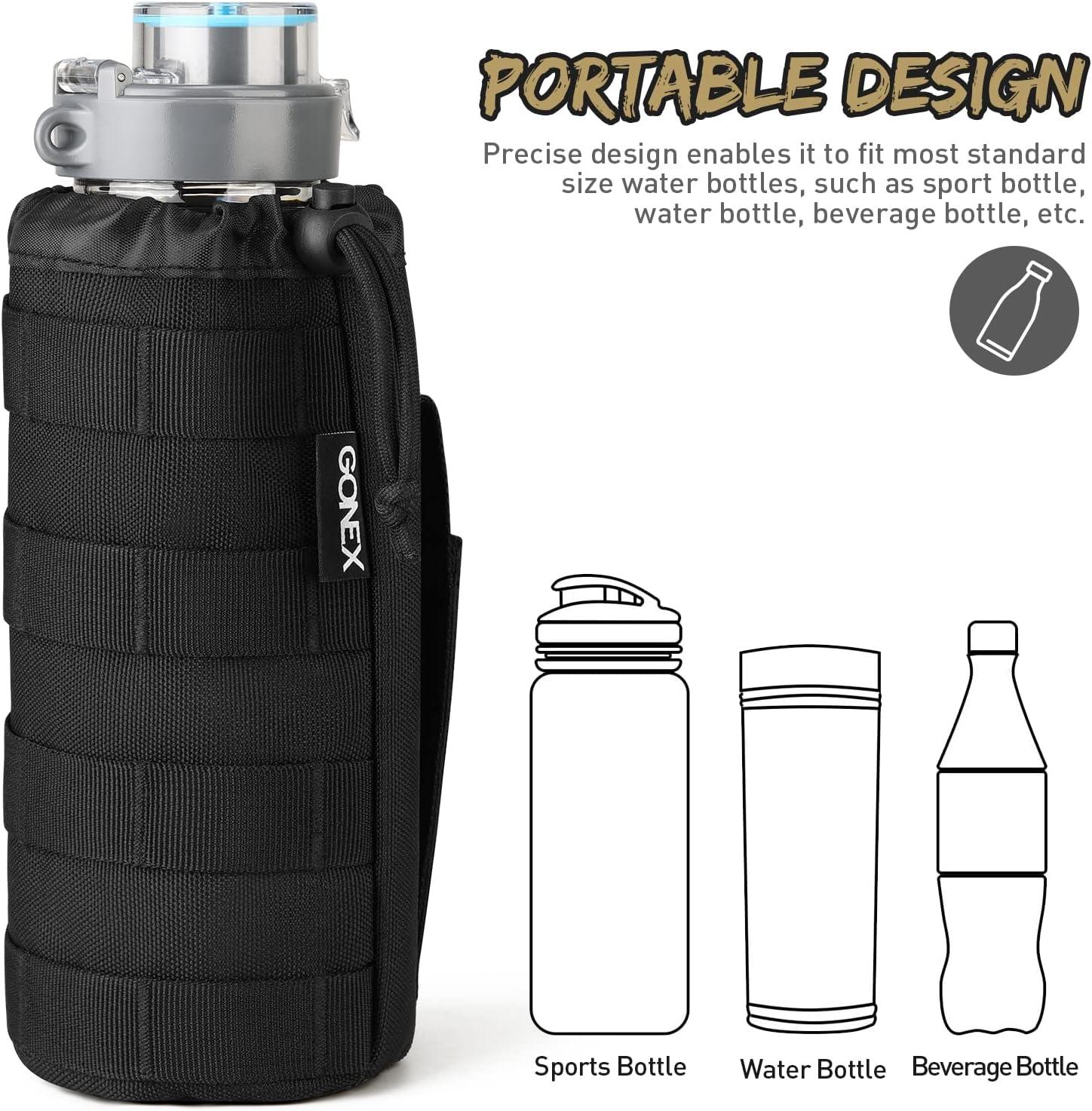 image:imageGonex Tactical MOLLE Water Bottle Pouch Drawstring Open Top amp Mesh Bottom Travel Water Bottle Bag Hydration CarrierBlack