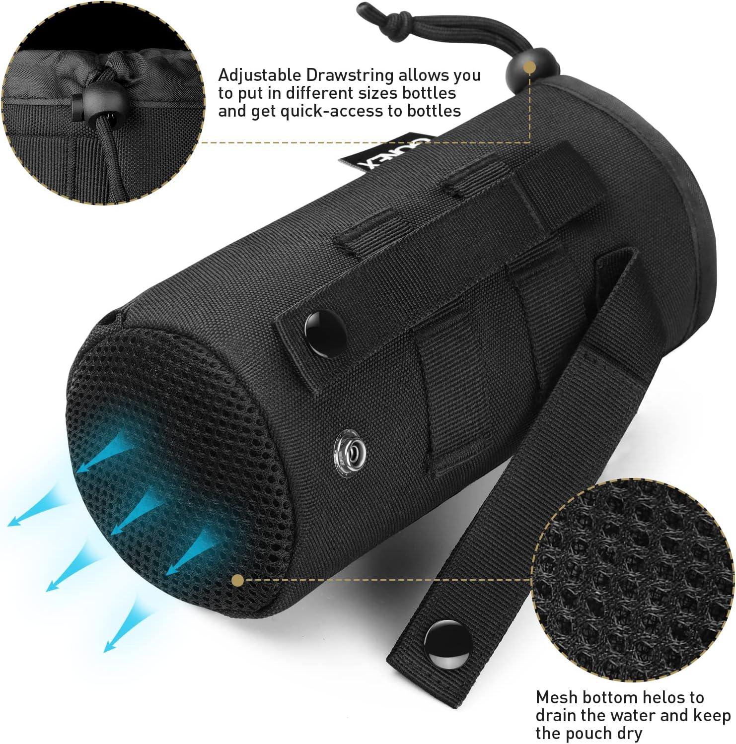 image:imageGonex Tactical MOLLE Water Bottle Pouch Drawstring Open Top amp Mesh Bottom Travel Water Bottle Bag Hydration CarrierBlack