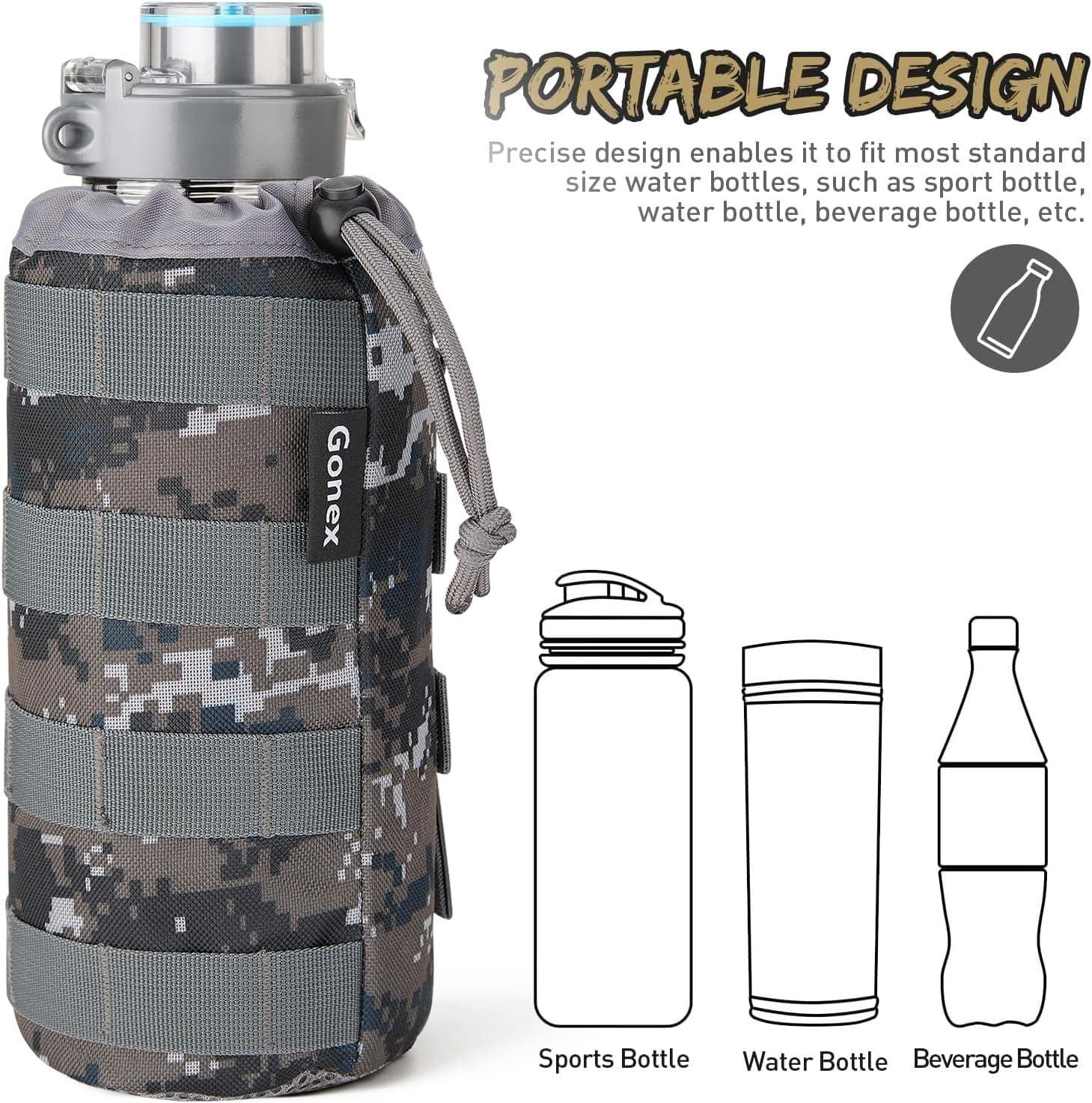 image:imageGonex Tactical MOLLE Water Bottle Pouch Drawstring Open Top amp Mesh Bottom Travel Water Bottle Bag Hydration CarrierCamo Green
