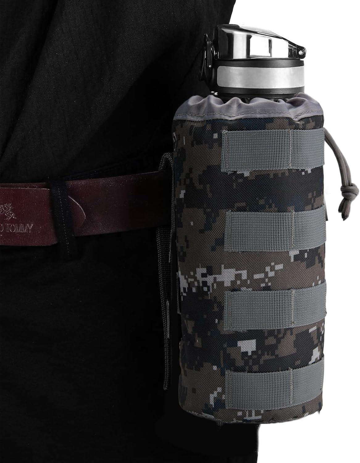 image:imageGonex Tactical MOLLE Water Bottle Pouch Drawstring Open Top amp Mesh Bottom Travel Water Bottle Bag Hydration CarrierCamo Green